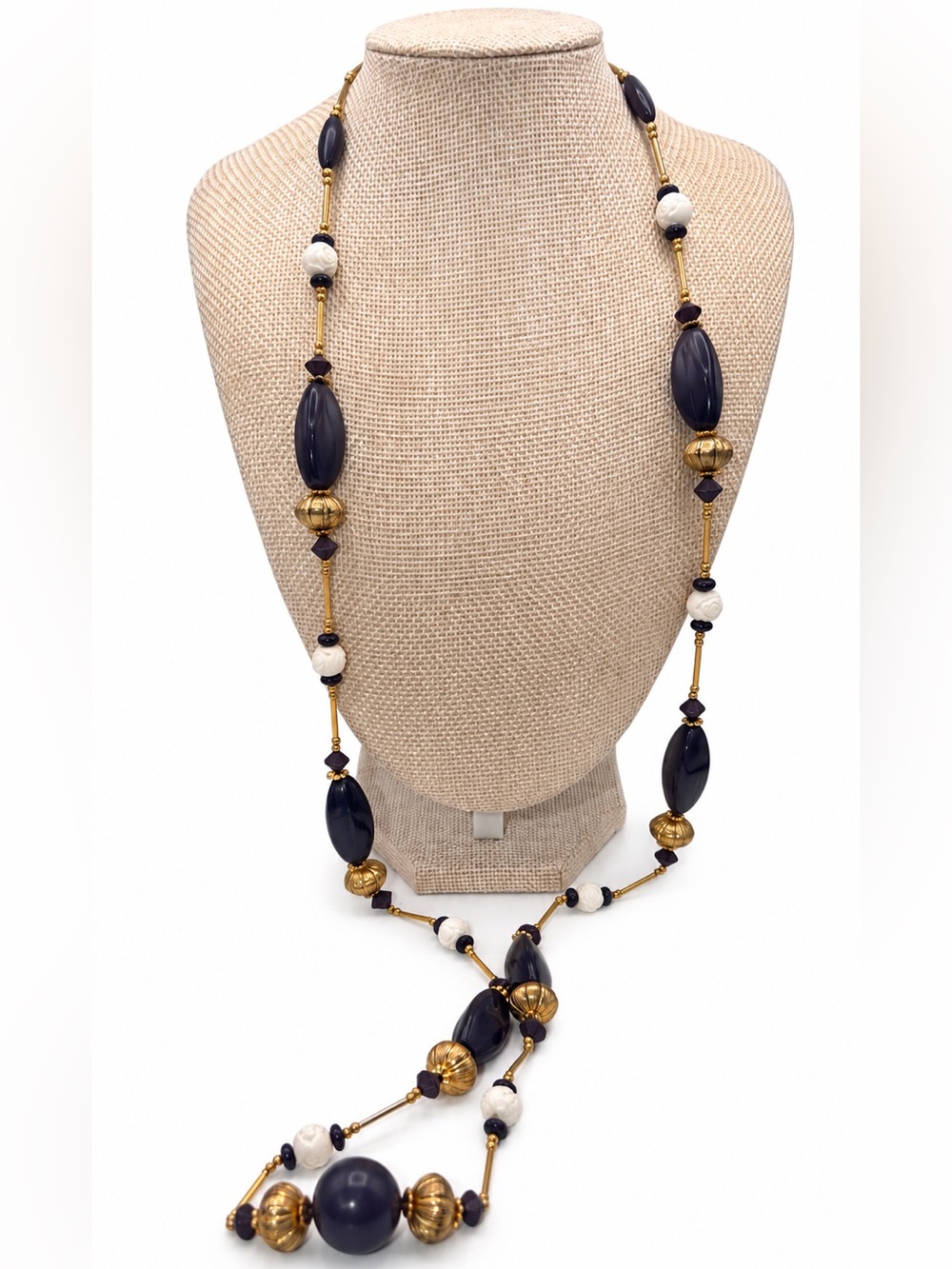 Vintage purple and Gold long Beaded Women’s Necklace